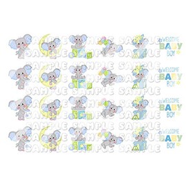 Baby Elephants Boy Baby Shower Nursery Design #3 Nail Art Decals