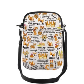 TOBGBE Corgi Gifts Corgi Lovers Puppy Dog Crossbody Bag Corgis Mom Purse Pet Owner Stuff Phone Bag Animal Shoulder Strap (Corgi Quote Mini CB)