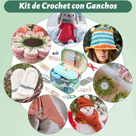 FHZLAJ Tejido Crochet Kit 88Pzs Juego de Gancho Crochet 12 Colores Hilo, Kit Ganchillo con Agujas de Crochet, Bolsa de Almacenamiento Textiles Hecho a Mano Principiante Adulto Regalo Fiesta Cumpleaños