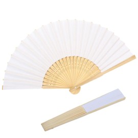 WUSJCOF 2pcs Fabric Small Hand Fan, Foldable, for Summer Cooling, with Tassel and Fan Wrap, for Wedding Decoration, Performance Dance Decoration (White)