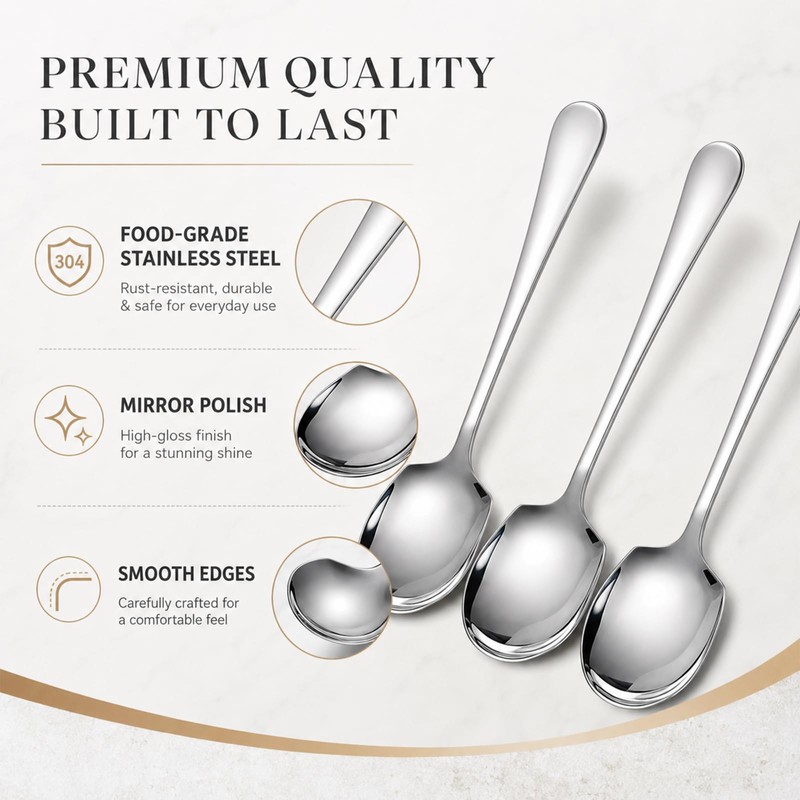 TRACOMPAN 3 Pack Large Serving Spoons, Stainless Steel Serving Spoon
