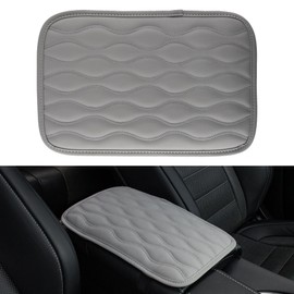Amiss Auto Center Console Pad, Universal Waterproof Car Armrest Seat Box Cover, Car Interior Accessories, Leather Auto Armrest Cover Protector for Most Vehicle, SUV, Truck, Car (Gray)