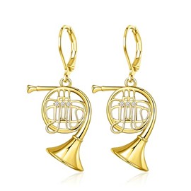 TALYKONG Gold Plated French Horn Earrings for Women Dangle