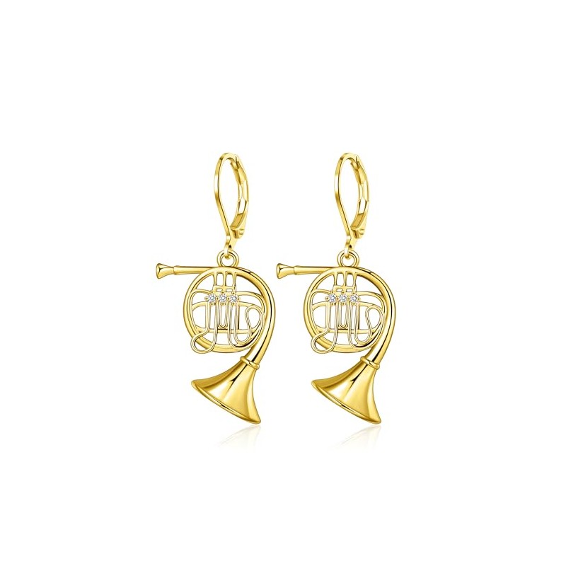 TALYKONG Gold Plated French Horn Earrings for Women Dangle