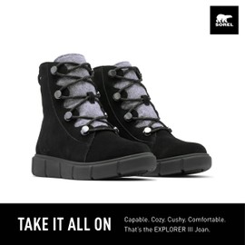 SOREL Women's Explorer lll Joan Waterproof Boot - Black, Black - 8.5