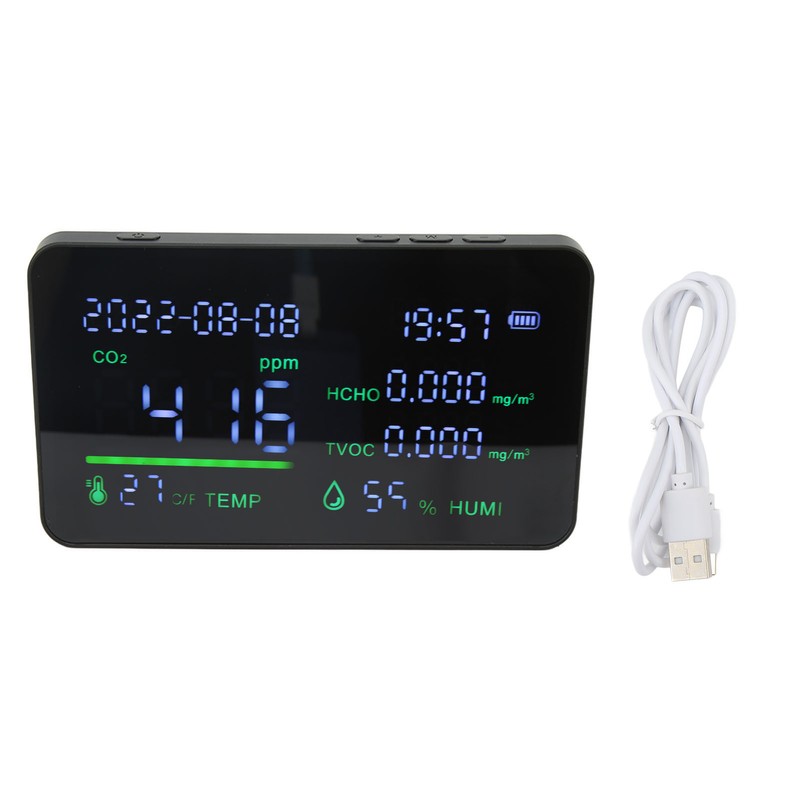 CO2 Detector ABS and Electronic TVOC Sensor Components Digital Temperature