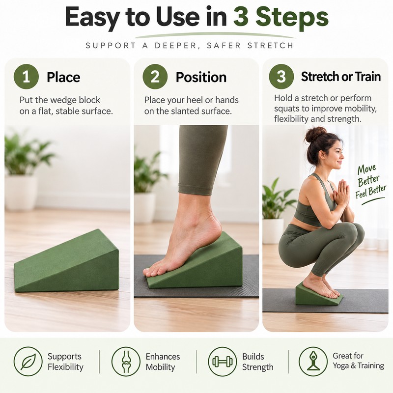 Yoga Wedge Blocks for Stretching & Squats – EVA Foam