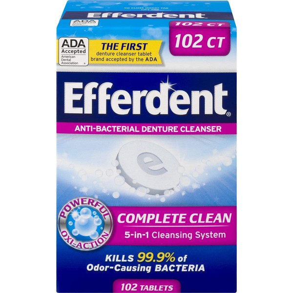 Efferdent Denture Cleanser Tablets, Complete Clean, 102 Tablets | Pack of 2