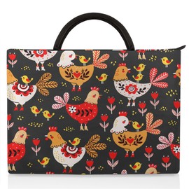 Colorful Chicken Laptop Sleeve Case 13 13.3 14 Inch Laptop Bag with Handle & Pockets Durable Notebook Computer Carrying Case for Men Women Multi-Color & Size Choices