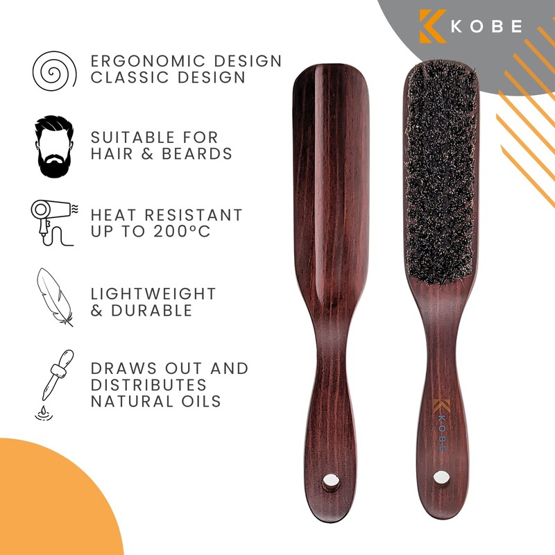 Kobe Professional Men's Beard and Fade Brush - Men’s Boar