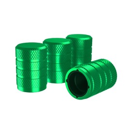Marcraft Corrosion Resistant (Green) Aluminium Tyre Wheel Alloy Valve Caps Dust Caps (4 Pack) Universal for Cars, SUVs, Bicycles, Motorcycles, Trucks | Plastic Insert | Screw-On