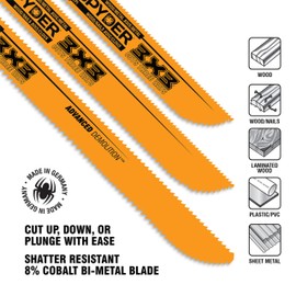 Spyder 25-Count Pack of Double-Sided Reciprocating Saw Blades for Cutting Wood and Metal, 8-inch 3x3 Blades,10/14-TPI