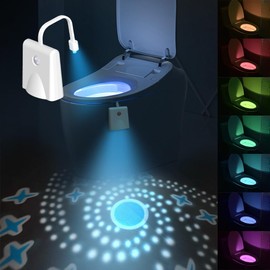 yotutun Toilet Light Toilet Night Light, 7 Colours Toilet Bowl Night Light USB Charging Motion Sensor Toilet Night Light with Projector Lamp Waterproof LED Washroom for Toilet Lighting