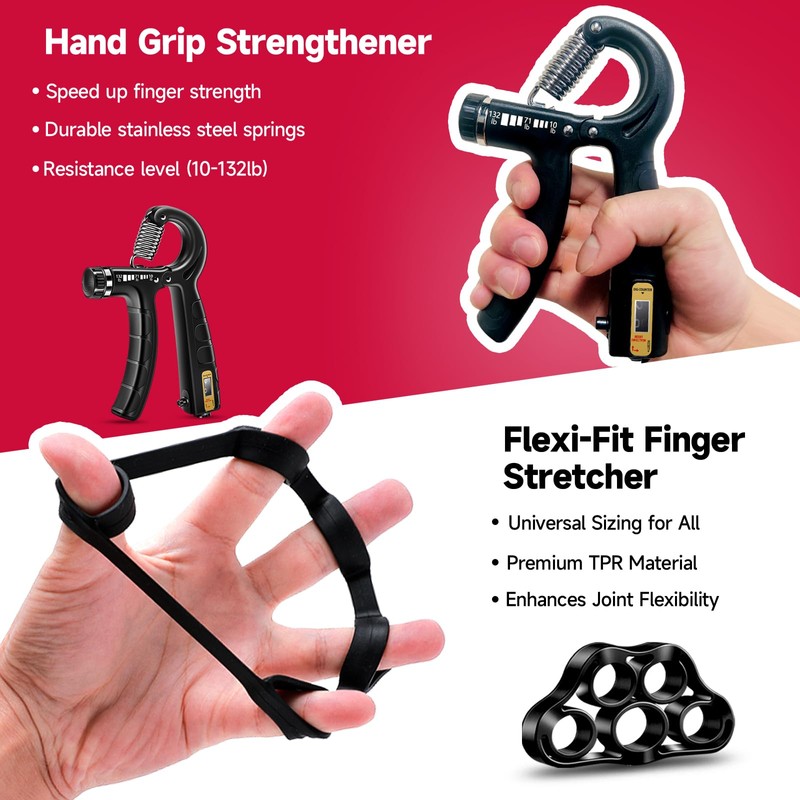 FitBeast Hand Grip Strengthener Workout Kit (5 Pack) - 2
