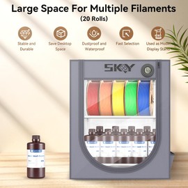 Filament Storage Box, Moisture-Proof and Dust-Proof, 2-Tier Storage Shelves for 3D Printing Business, Studio, Office Workshop 20 Rolls-Grey