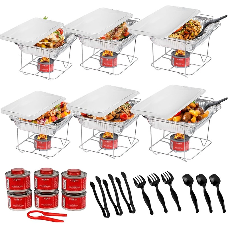 Alpha Living 6 Pack - Disposable Chafing Dish Buffet Set,
