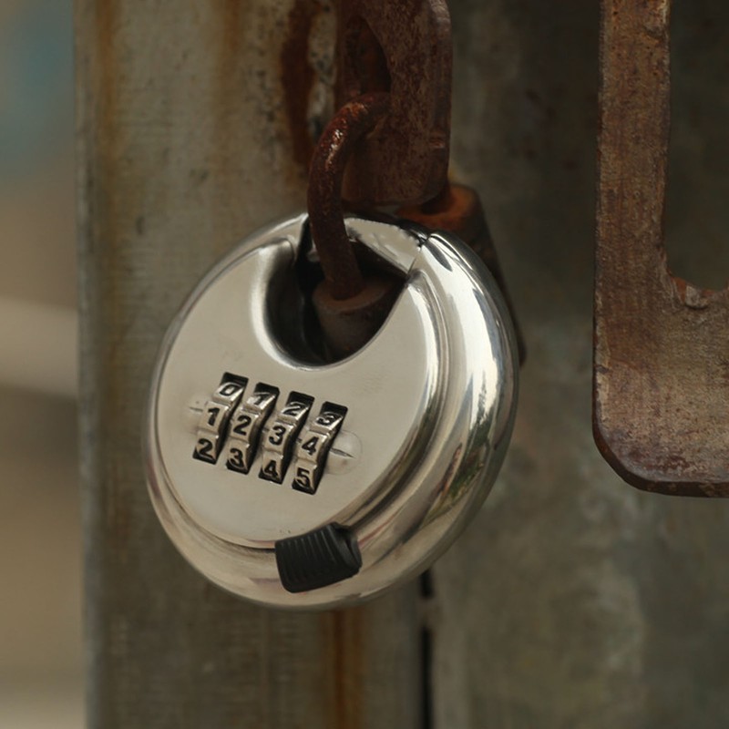 Security Padlock 4 Digits Waterproof Resettable Combination Lock Stainless Steel