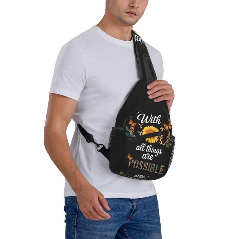 Jesus Christian Cross Crossbody Sling Bag For Women Men Adjustable