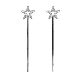 MOFALA 2PCS Star Wand, Children's Creative Handheld Pentagram Plastic Magic Wand, Role-Playing Enlightenment Toys, Educational and Creative Performance Props (Silvery)