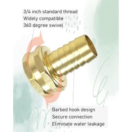 YEOAUM 2-Pack Heavy-Duty Brass Garden Hose Repair Kit for 3/4" Hoses, Quick Fix Hose Mender Fittings with Stainless Steel Clamps, 3/4" Female x 3/4" Barb