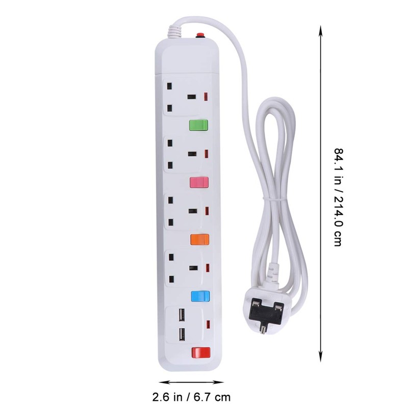 Gadpiparty Extension Lead with USB Slots1.8M Extension Cord 4 Way