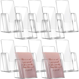 Yookeer 10 Pcs Acrylic Brochure Holder 4 Inches Trifold Pamphlet Holder Plastic Literature Holder Countertop Organizer Flyer Display Stand for Magazine, Booklets, Pamphlet, Journals, Menu,