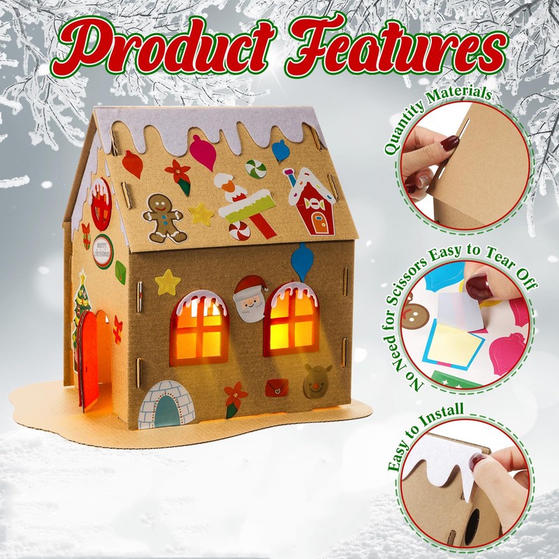 9 Sets Christmas Gingerbread House Kit Christmas Craft Kit Cardboard