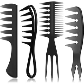 4 sets of Anti-Static Large Tooth Comb, Texture Comb, Men's Oil Head Styling Comb
