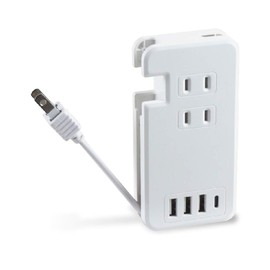 STYLED USB Charging Mobile Power Strip Outlet, 3 USB Ports, 3 USB Ports, 1 Type C Port, Total Max, 30W, Rapid Charging, Extension Cord (USB3+Type-C 1 Port)