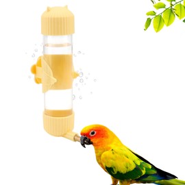 Wontee Bird Water Dispenser Parrot Waterer Automatic Bird Water Feeder for Medium Birds Cockatiel Conure Caique (Yellow (6.8oz))