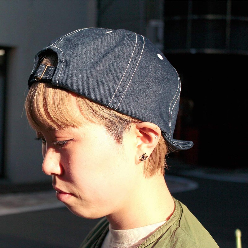 Basic Ench Denim Ball Cap Amplier Cap, Short Brim Denim