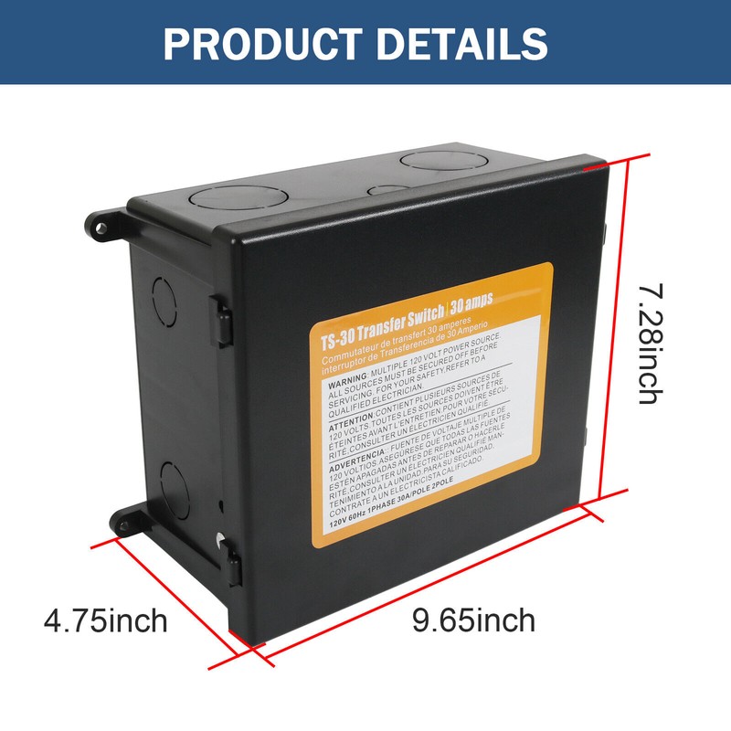 JDMSPEED For Inverter TS-30 30 Amp Automatic Transfer Switch Black