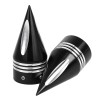 Unbranded Black Cut Spike Front Axle Nut Covers For Harley
