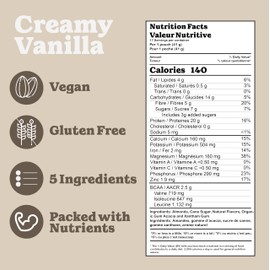 ARM Protein Vegan Almond-based Protein Powder 100% Natural, Non-GMO, Dairy-free, Gluten-free, Soy-free, No Added Sugar and Nothing Artificial. (700 g, Creamy Vanilla)