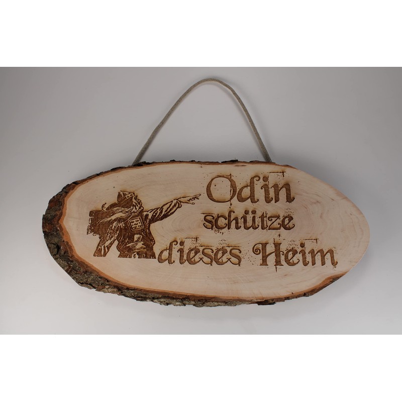 Odin schütze Dieses Heim Baumscheibe Bark Disc Saying Engraving Sign