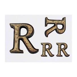 4 x 'Wood Textured R' Temporary Tattoos - Water Resistant, Skin-Safe, Non-Toxic Transfers, Mixed Sizes (TO00083490)