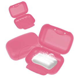 BEE VIBES 2 Jaboneras de Viaje - Set de Caja Jabonera Sellada a Prueba de Fugas, Porta Jabón Portátil y Duradero, Soap Cover para Baño, Ducha, Maleta de Gym o Equipaje, Oficina (Rosa)