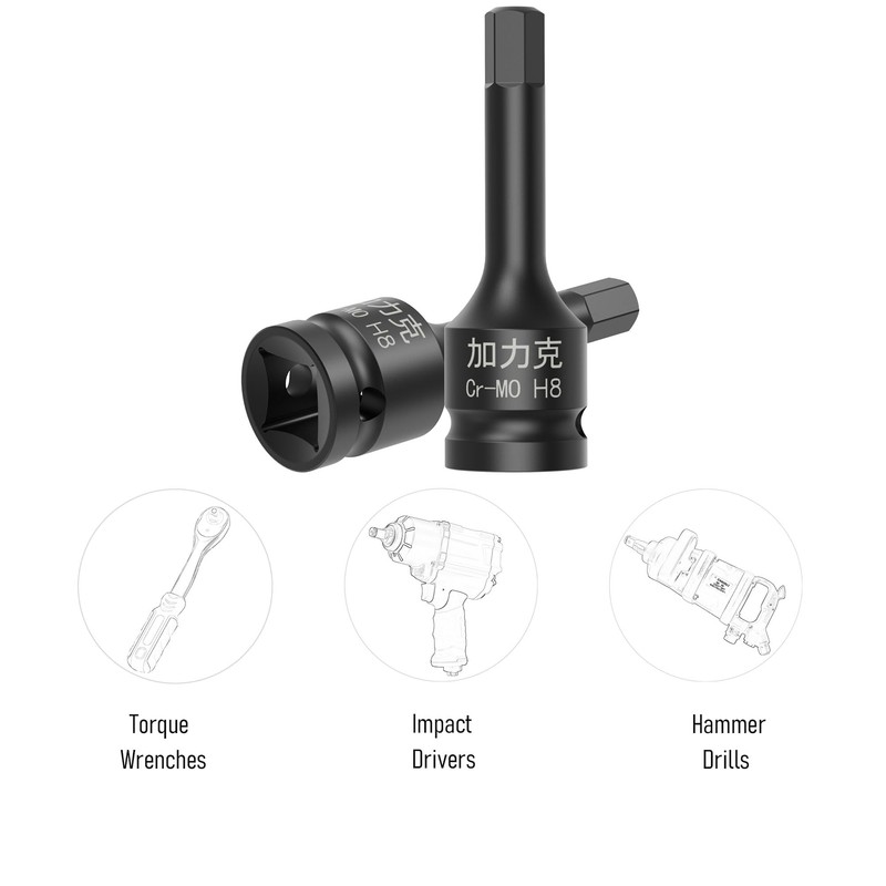 FOCMKEAS 3/8" Square Drive H8(8mm) Impact Hex Bit Socket, 60mm(2.36")