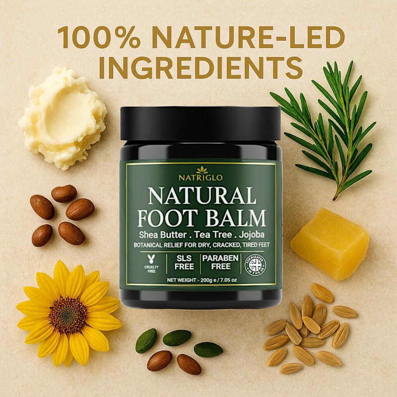 Organic Tea Tree Foot Cream for Dry Cracked Feet, Heels,