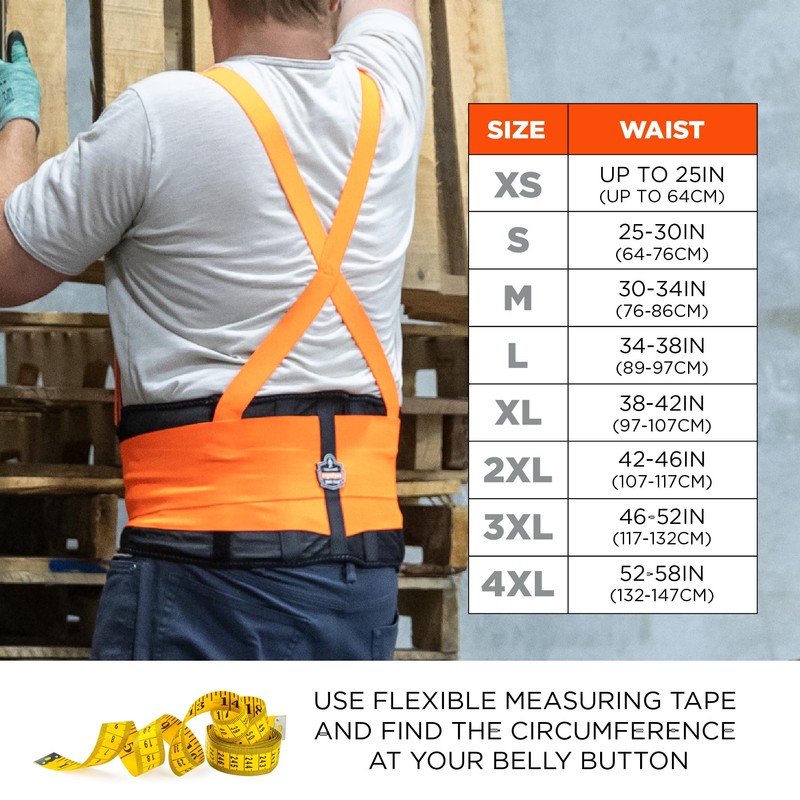Ergodyne ProFlex 100HV Back Support Brace, High Visibility Support Belt,