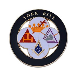 York Rite Royal Arch Templar Cryptic Council Round Black Masonic Auto Emblem - 3" Diameter