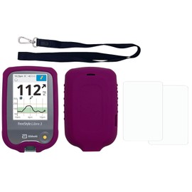 Premium Silicone Protective Cover Set (Screen Protector + Lanyard + Lanyard Patch) for Freestyle Libre/Freestyle Libre 2 (Continuous Glucose Monitor) (Purple)