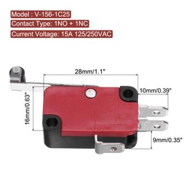 sourcing map 6Pcs V-156-1C25 1NO + 1NC Micro Limit Switch 15A 125/250VAC Waterproof Miniature Micro Switches for Precision Components