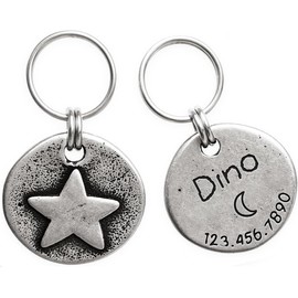 Etiquetas Collares Gatos Perros Placas de Identificación, Diseño Artesanal Único y Acero Inoxidable Duradero, Grabado Profundo Personalizado (Star)