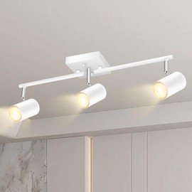 BoostArea Track Lighting Fixtures Ceiling, 3 Way Track Lighting Kit, LED Track Lighting with Rotatable Light Heads, Modern Ceiling Spot Lighting for Kitchen/Bedroom/Living Room, GU10 Bulb Not Included