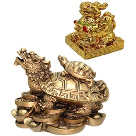 Feng Shui Pi Yao /Pi Xiu and Dragon Turtle Tortoise Statue Figurine for Wealth and Protection