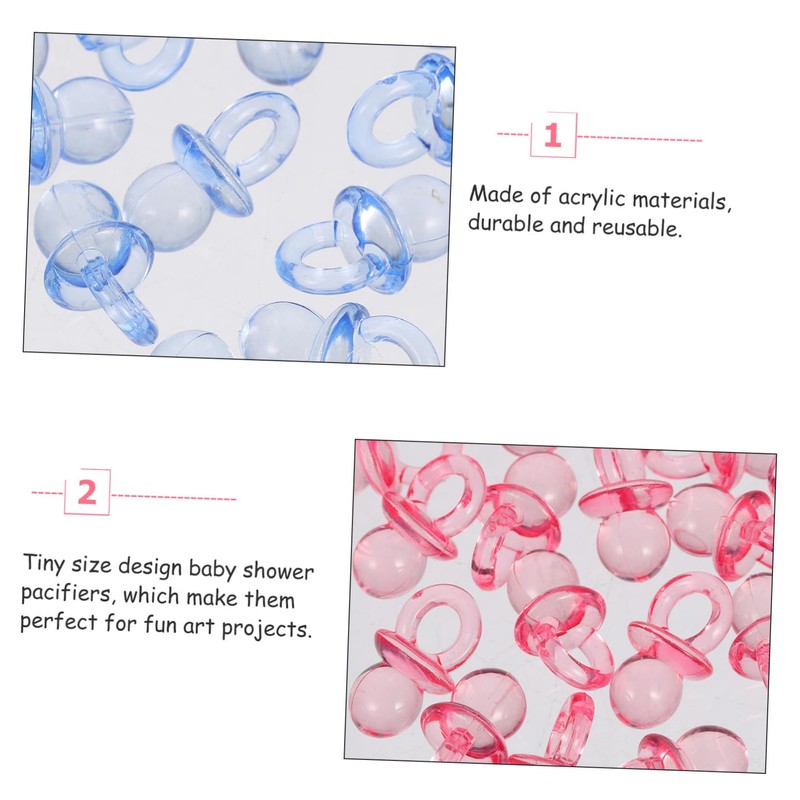 LIFKOME 100Pcs Acrylic Mini Pacifiers for Shower Decorations Shower Favors