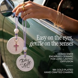 Luxury Refillable Car Air Freshener Diffuser, Rose Scent Essential Oil Vent Clip and Hanging Decor for Auto Interior Fragrance