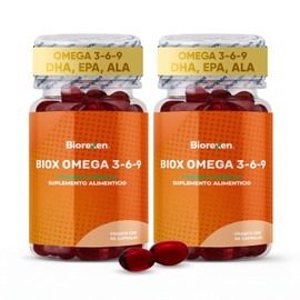 BIOX Omega 3 6 9 Synergic Formula | 180 Cápsulas de Suplemento con EPA, DHA y ALA | Fuentes de Pescado, Olivo y Linaza | Apoyo al Bienestar Cardiovascular y Cognitivo | Contribuye al Cuidado Integral.