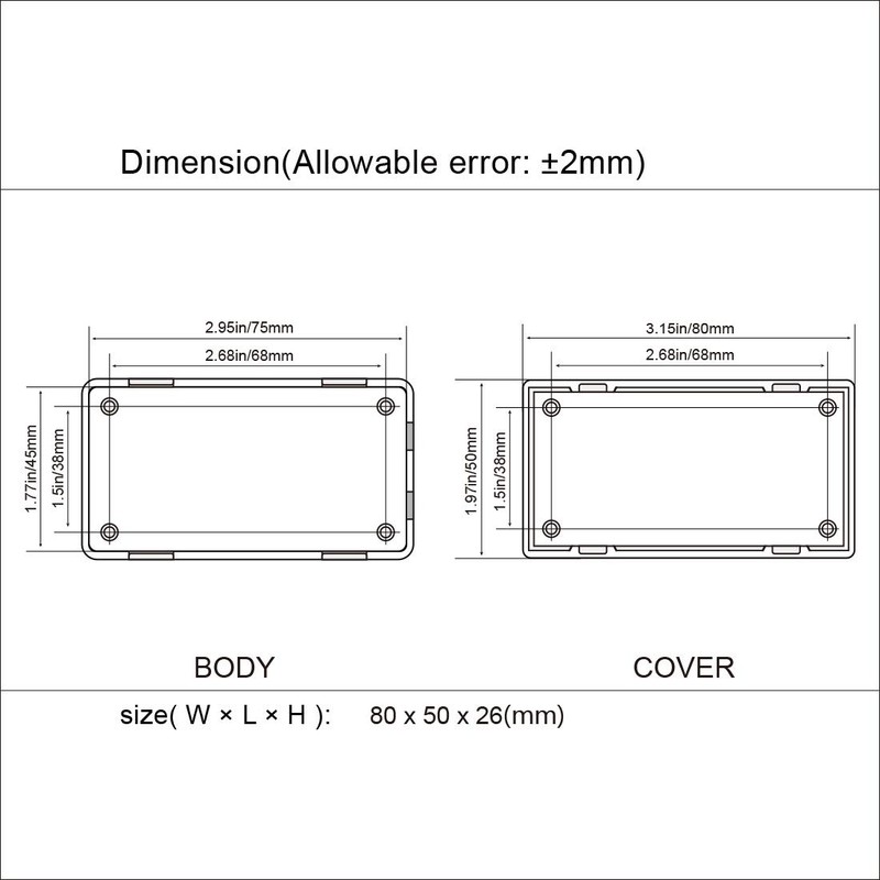 LeMotech 5 Pieces Plastic Project Boxes Junction Case for Electronic